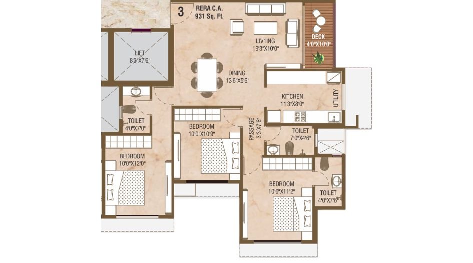 Swatik-Prabhasa-Floor-Plan-3 BHK-931 Sqft